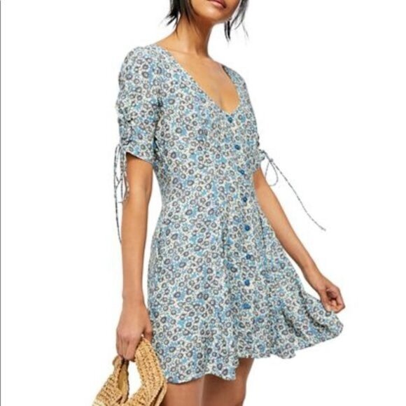 NWT Free People Laced Up Mini Dress in Ivory Combo Size XS - Picture 1 of 8